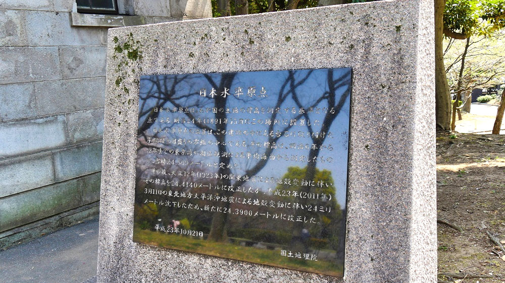 日本水準原点標の石碑