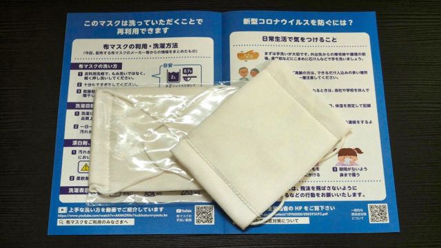 【到着時レビュー】日本政府発送の布マスク2枚が到着！